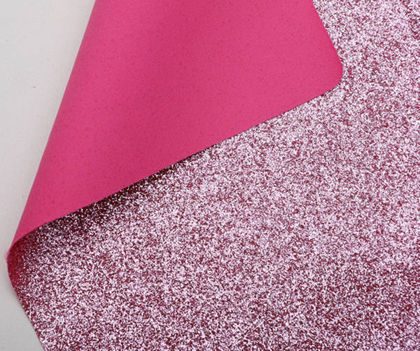 Glitter Leather glossy pu faux leather colorful leather material Supplier