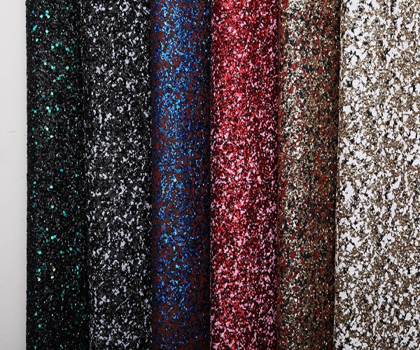 glitter fabric leather with TC bottom for bags and shoes