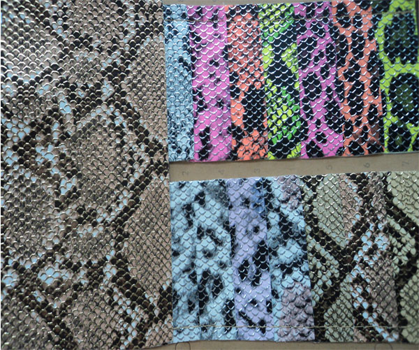 PU snake prints leather in shoes or handbag