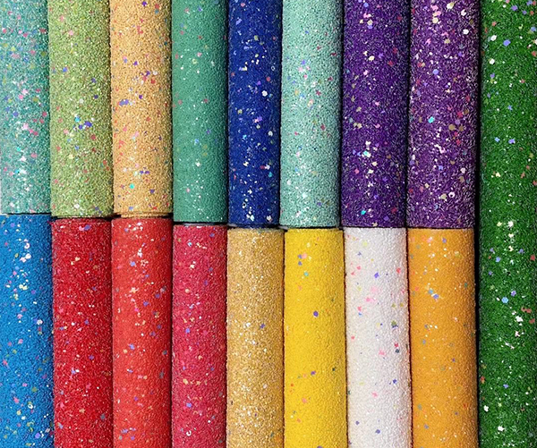 2020 wholesale matte design PU chunky glitter leather for bags and shoes 