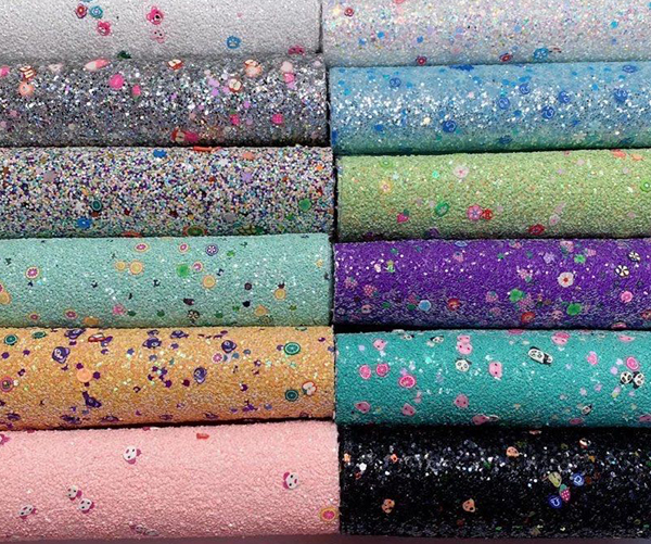  Holographic metallic chunky glitter faux leather fabric glitter synthetic leather for bags and hairbows