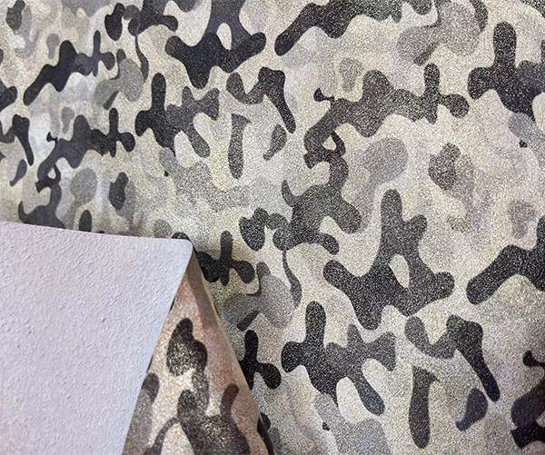 Wholesale microfiber leather mirror shiny camouflage faux leather fabric